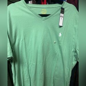 Polo by Ralph Lauren Men's Light Green V-Neck Shirt NWT